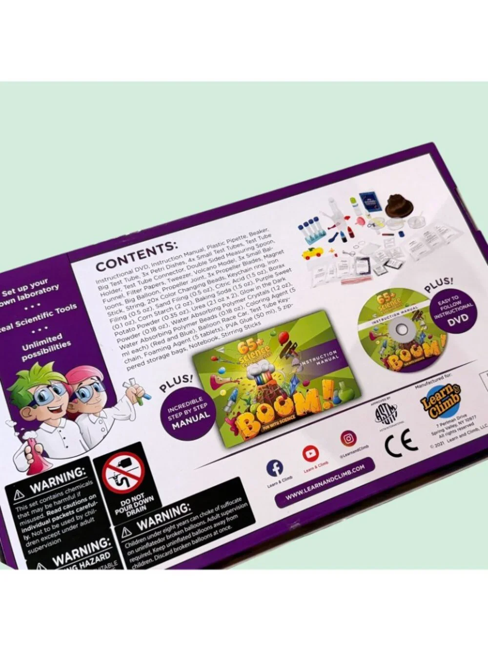 Learn & Climb BOOM! Fun with Science Kids' Science Kit 65+ Experiments STEM